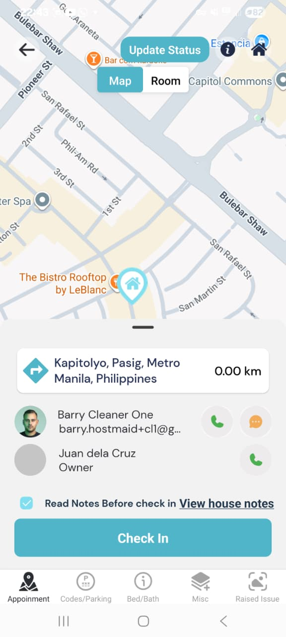 Callback offer on a cleaner's phone, with pay showing